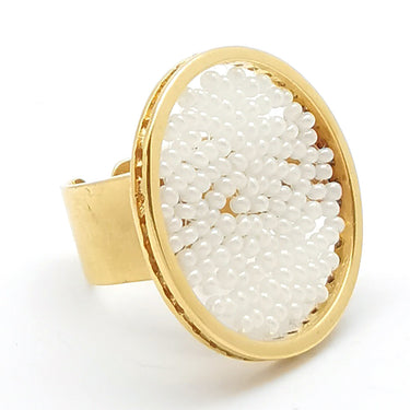 Anillo Upsala Dorado Círculo Mediano Perla